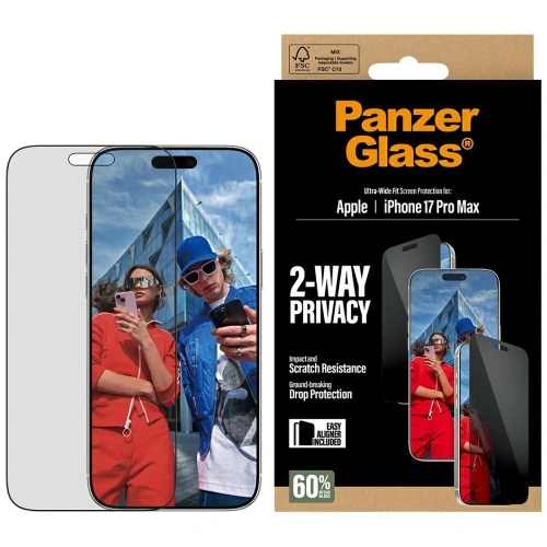 Szkło prywatyzujące PanzerGlass Ultra-Wide Fit EasyAligner do Apple iPhone 17 Pro Max