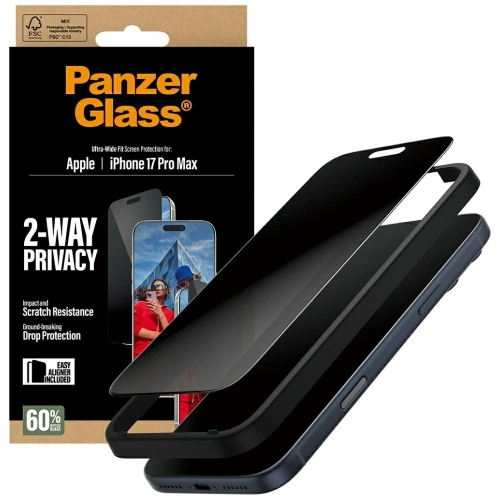 Szkło prywatyzujące PanzerGlass Ultra-Wide Fit EasyAligner do Apple iPhone 17 Pro Max