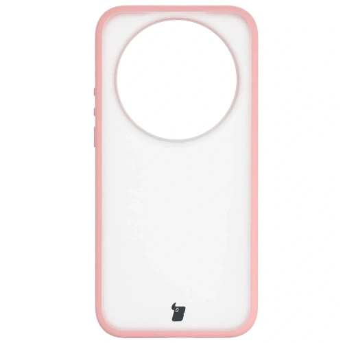 Etui Bizon Case Angelo do Xiaomi 17 Ultra półprzezroczyste z jasnoróżową ramką