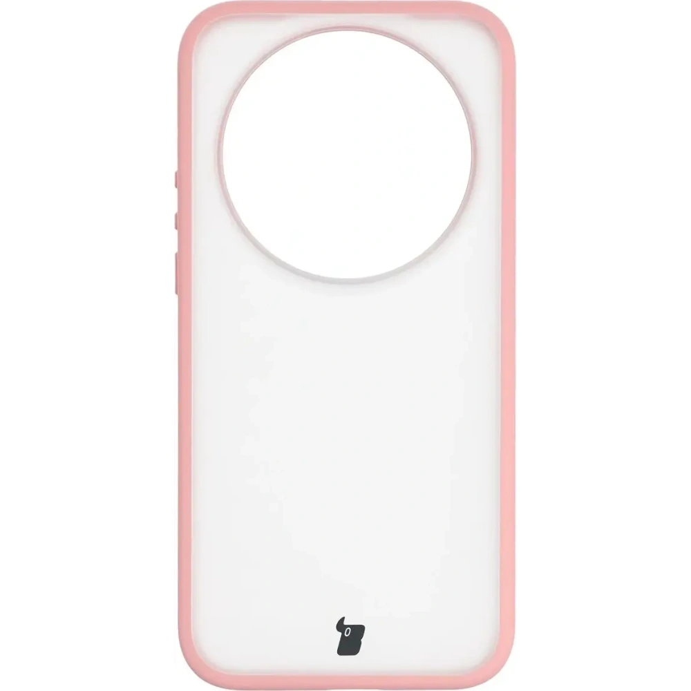 Etui Bizon Case Angelo do Xiaomi 17 Ultra półprzezroczyste z jasnoróżową ramką