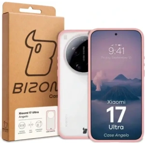 Etui Bizon Case Angelo do Xiaomi 17 Ultra półprzezroczyste z jasnoróżową ramką
