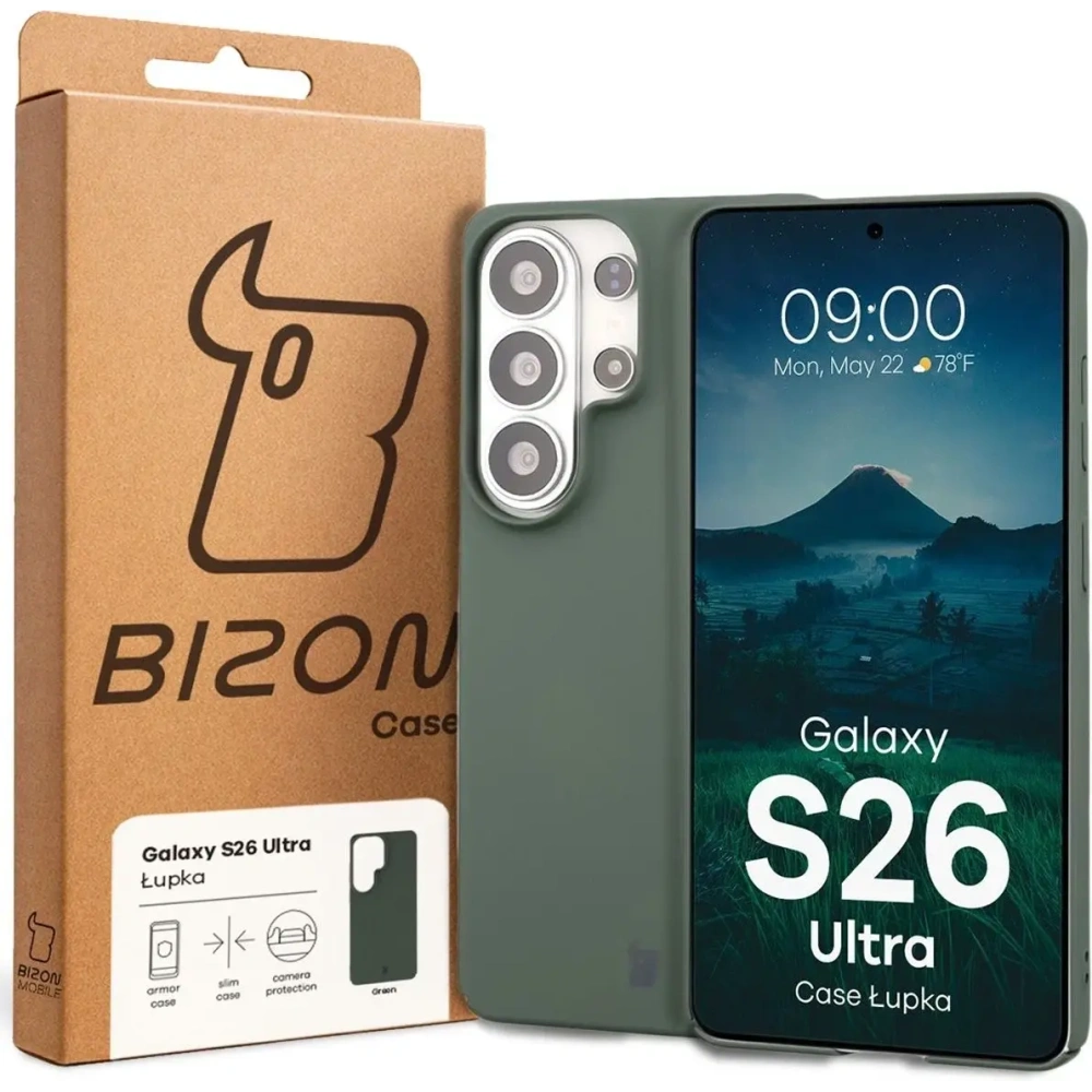 Etui Bizon Case Łupka do Samsung Galaxy S26 Ultra zielone