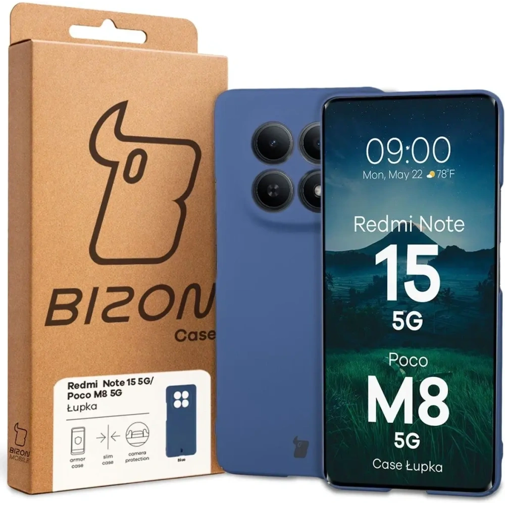 Etui Bizon Case Łupka do Xiaomi Redmi Note 15 / POCO M8 5G niebieskie