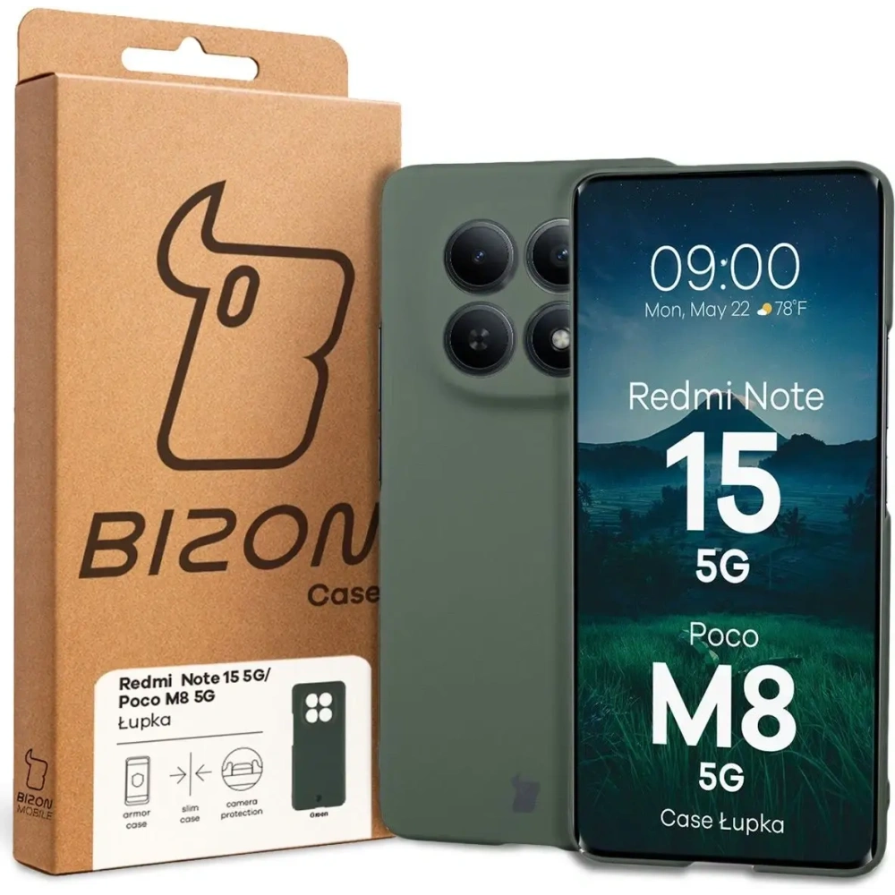 Etui Bizon Case Łupka do Xiaomi Redmi Note 15 / POCO M8 5G zielone