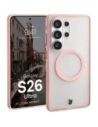 Etui z pierścieniem magnetycznym Bizon Case MatteO do Samsung Galaxy S26 Ultra przydymione-jasnoróżowe
