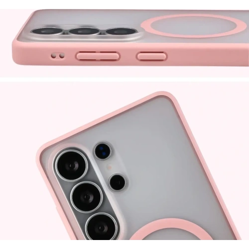 Etui z pierścieniem magnetycznym Bizon Case MatteO do Samsung Galaxy S26 Ultra przydymione-jasnoróżowe