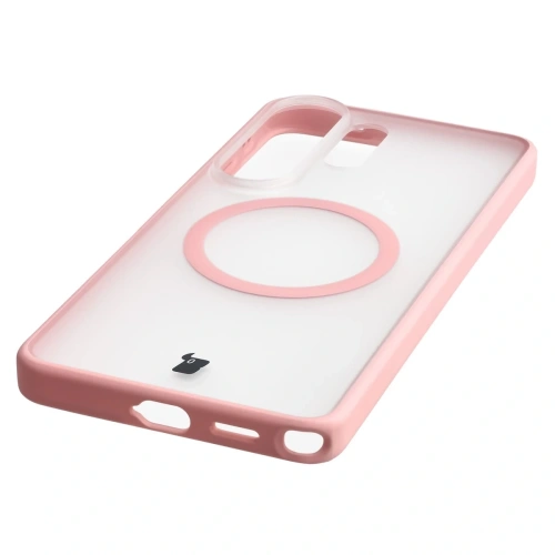 Etui z pierścieniem magnetycznym Bizon Case MatteO do Samsung Galaxy S26 Ultra przydymione-jasnoróżowe