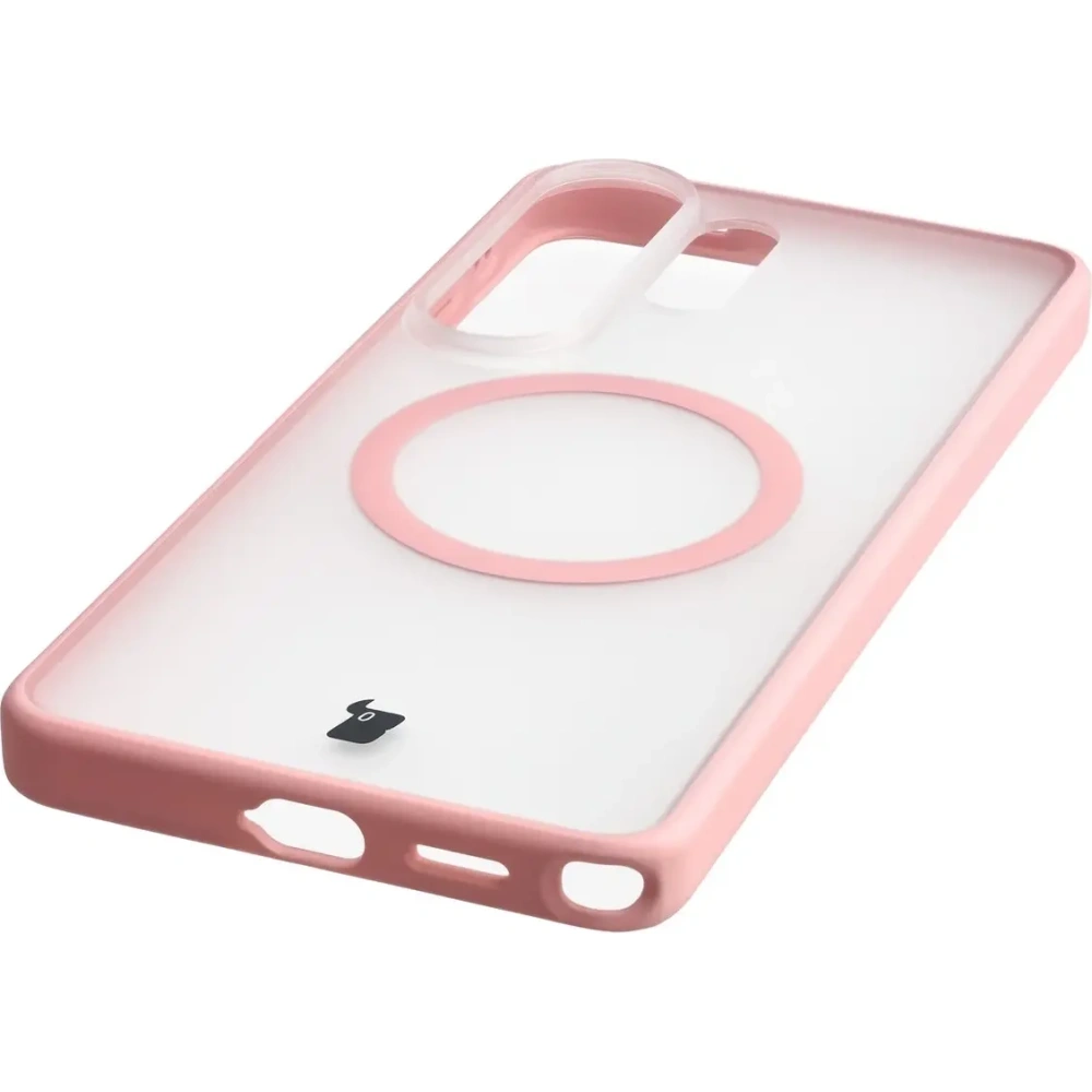Etui z pierścieniem magnetycznym Bizon Case MatteO do Samsung Galaxy S26 Ultra przydymione-jasnoróżowe