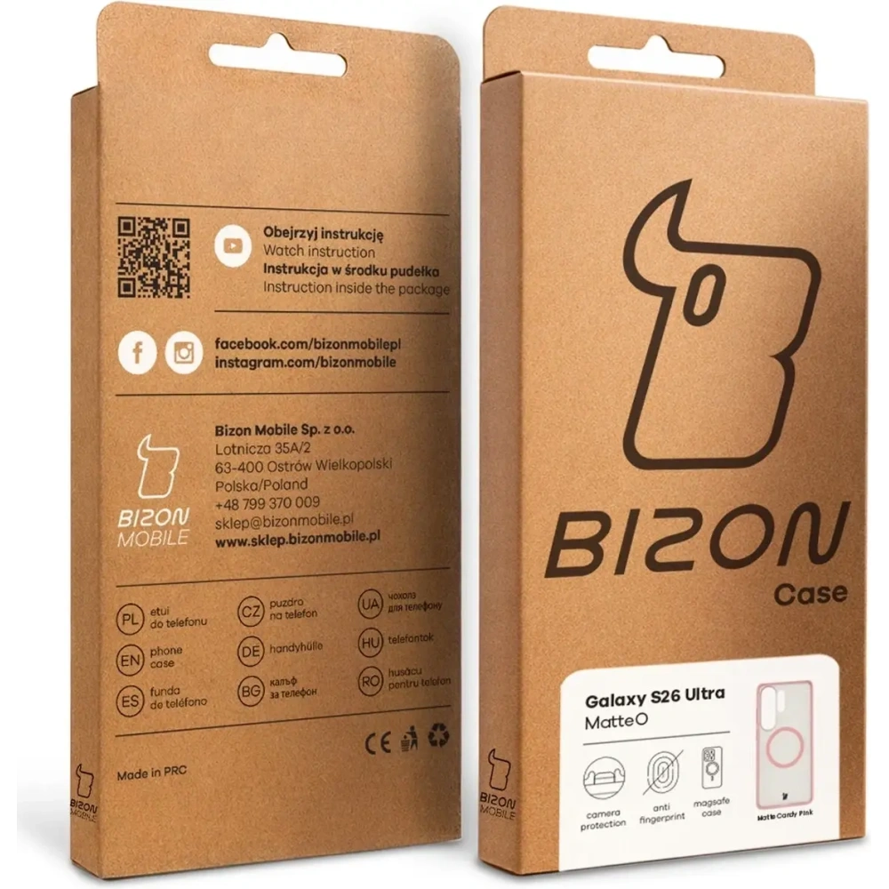 Etui z pierścieniem magnetycznym Bizon Case MatteO do Samsung Galaxy S26 Ultra przydymione-jasnoróżowe