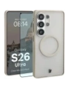Etui z pierścieniem magnetycznym + szkło hartowane Bizon MatteO Pack do Samsung Galaxy S26 Ultra przydymione-beżowe