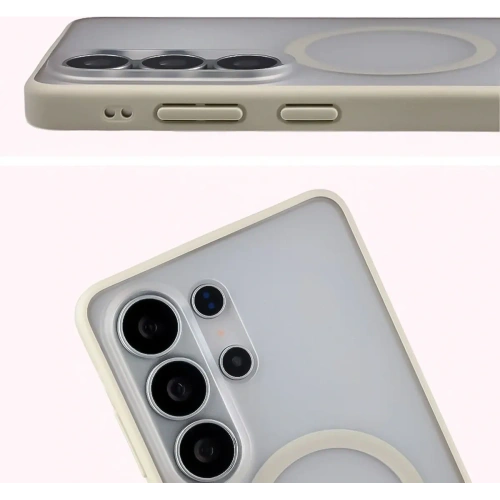 Etui z pierścieniem magnetycznym + szkło hartowane Bizon MatteO Pack do Samsung Galaxy S26 Ultra przydymione-beżowe