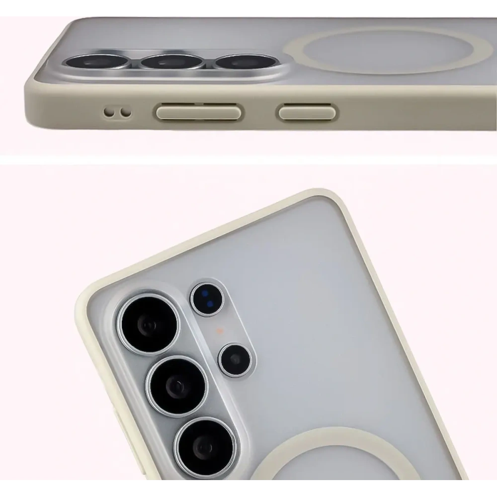 Etui z pierścieniem magnetycznym + szkło hartowane Bizon MatteO Pack do Samsung Galaxy S26 Ultra przydymione-beżowe