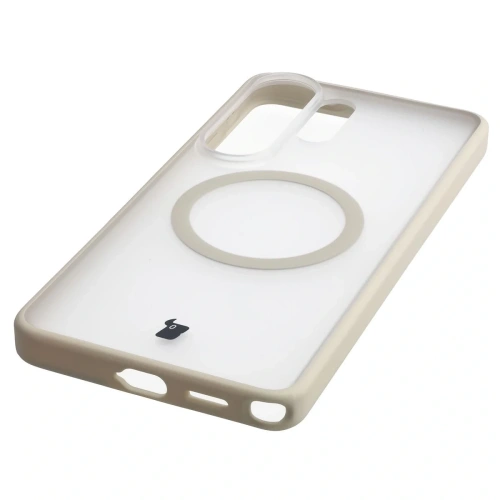 Etui z pierścieniem magnetycznym + szkło hartowane Bizon MatteO Pack do Samsung Galaxy S26 Ultra przydymione-beżowe