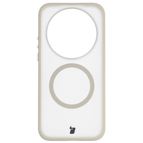 Etui z pierścieniem magnetycznym Bizon Case MatteO do Xiaomi 17 Ultra przydymione-beżowe