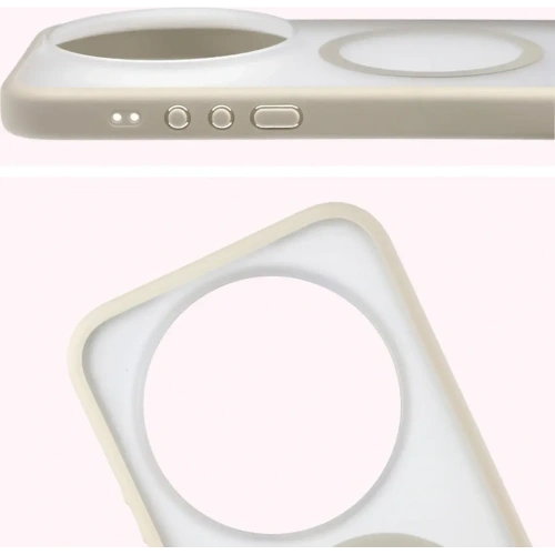 Etui z pierścieniem magnetycznym Bizon Case MatteO do Xiaomi 17 Ultra przydymione-beżowe