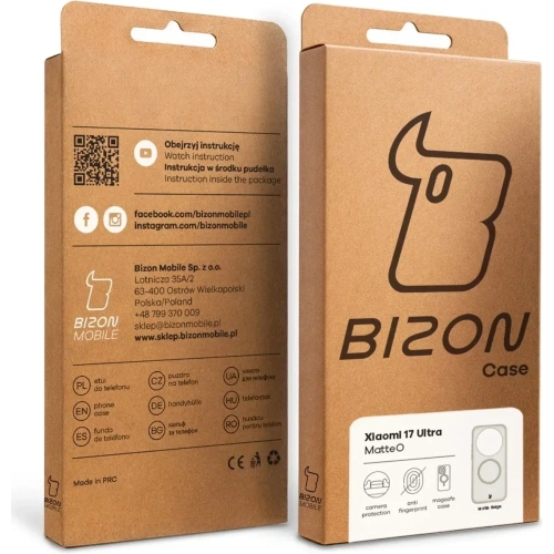 Etui z pierścieniem magnetycznym Bizon Case MatteO do Xiaomi 17 Ultra przydymione-beżowe