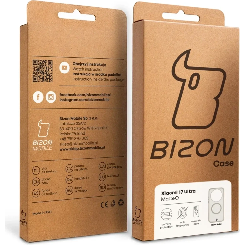 Etui z pierścieniem magnetycznym Bizon Case MatteO do Xiaomi 17 Ultra przydymione-beżowe