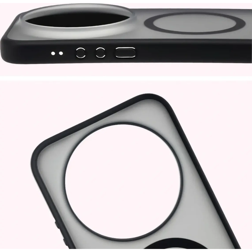 Etui z pierścieniem magnetycznym Bizon Case MatteO do Xiaomi 17 Ultra przydymione-czarne