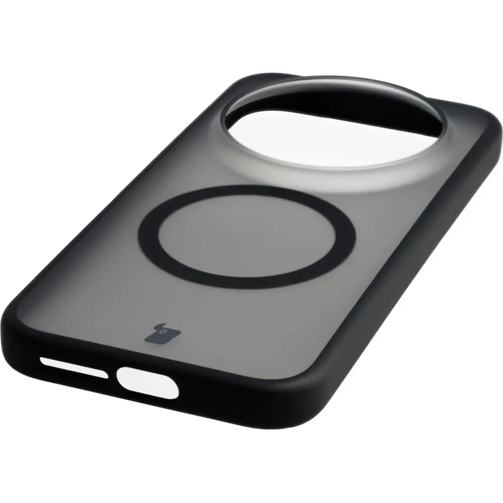 Etui z pierścieniem magnetycznym Bizon Case MatteO do Xiaomi 17 Ultra przydymione-czarne