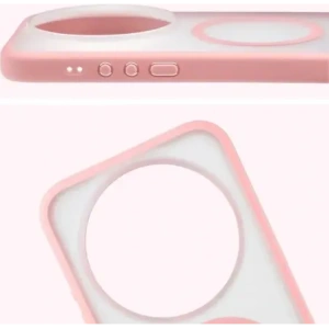 Etui z pierścieniem magnetycznym Bizon Case MatteO do Xiaomi 17 Ultra przydymione-jasnoróżowe