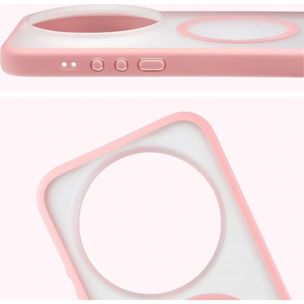 Etui z pierścieniem magnetycznym Bizon Case MatteO do Xiaomi 17 Ultra przydymione-jasnoróżowe