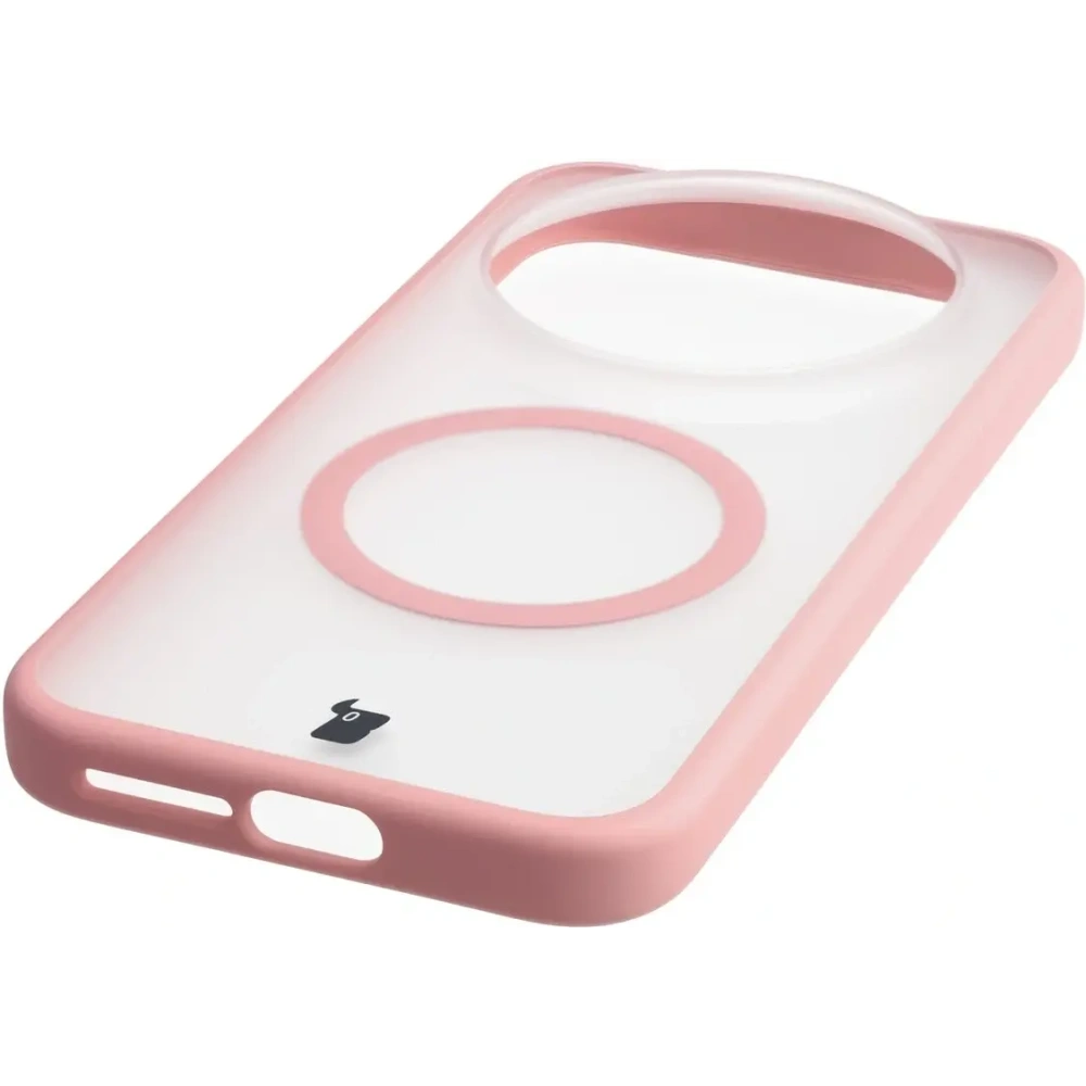 Etui z pierścieniem magnetycznym Bizon Case MatteO do Xiaomi 17 Ultra przydymione-jasnoróżowe