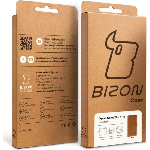 Etui z klapką Bizon Case Pocket do Oppo Reno 15 F / FS brązowe