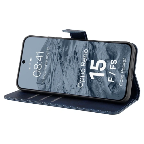 Etui z klapką Bizon Case Pocket do Oppo Reno 15 F / FS granatowe
