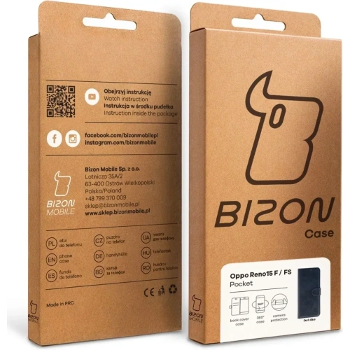 Etui z klapką Bizon Case Pocket do Oppo Reno 15 F / FS granatowe