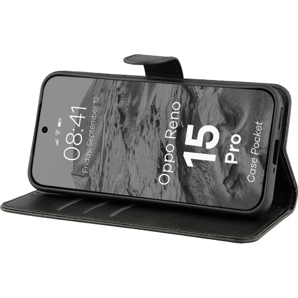 Etui z klapką Bizon Case Pocket do Oppo Reno 15 Pro czarne