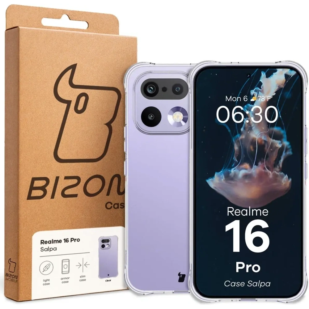 Elastyczne etui Bizon Case Salpa do Realme 16 Pro 5G przezroczyste