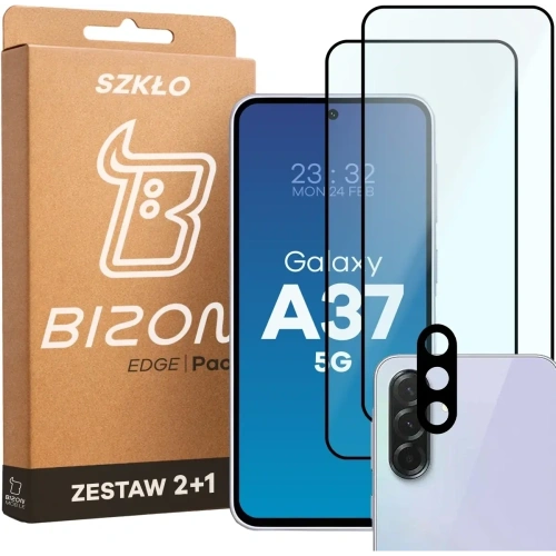 2x Szkło + szybka na aparat Bizon Edge Pack do Samsung Galaxy A37 5G