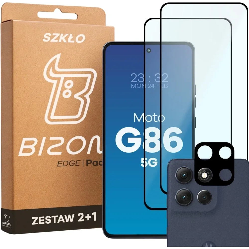 2x Szkło + szybka na aparat Bizon Edge Pack do Motorola Moto G86 5G
