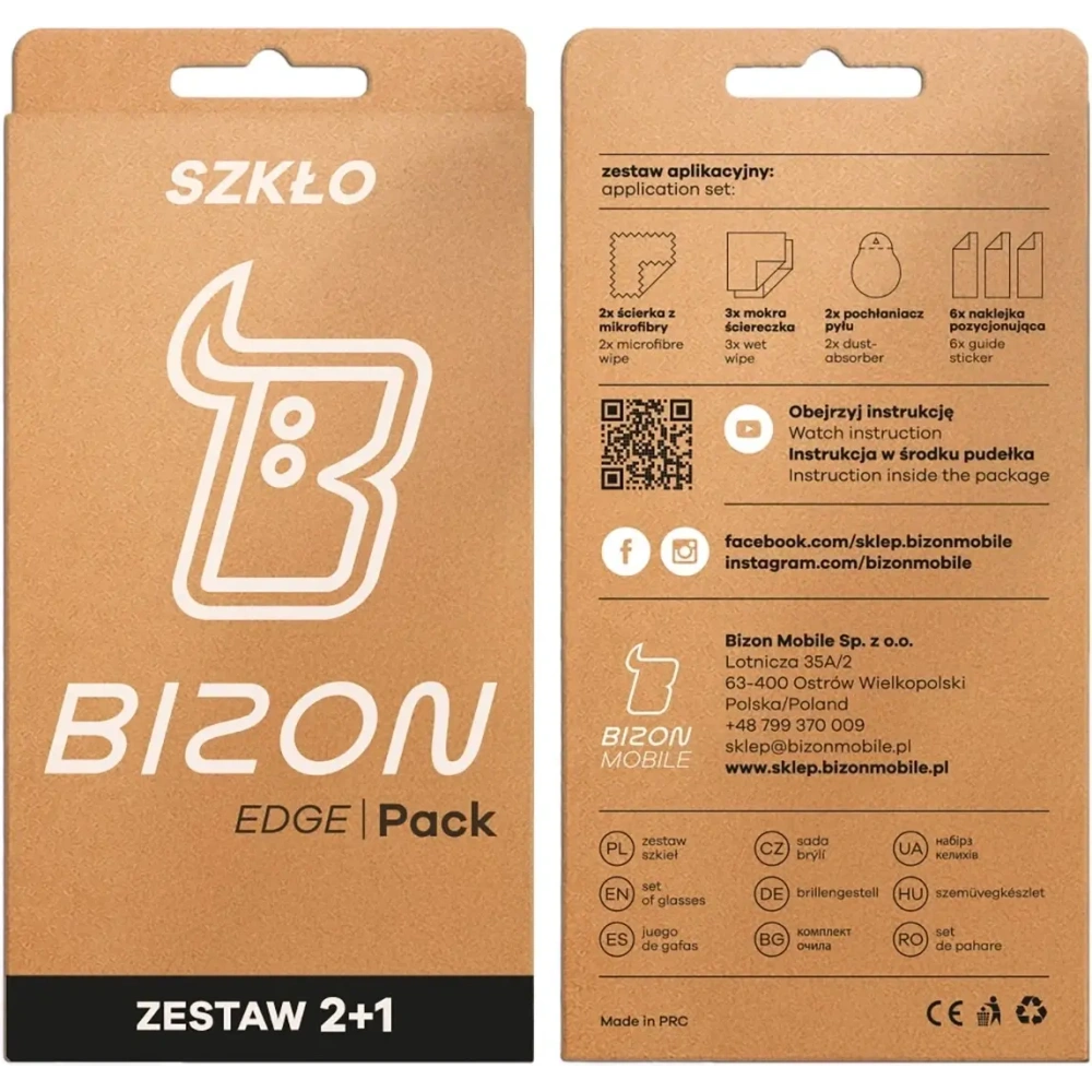 2x Szkło + szybka na aparat Bizon Edge Pack do Xiaomi 17