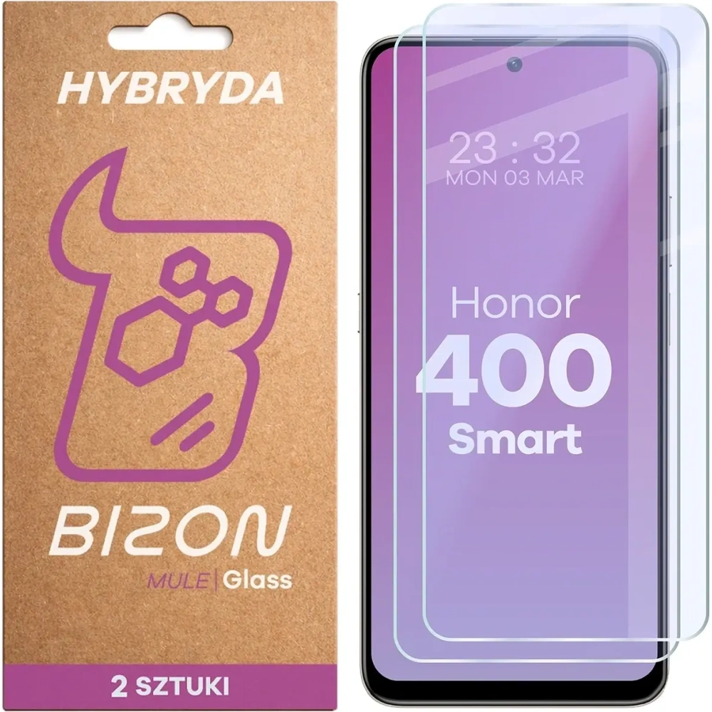 Elastyczne szkło hybrydowe Bizon Glass Mule Duo do Honor 400 Smart [2 PACK]