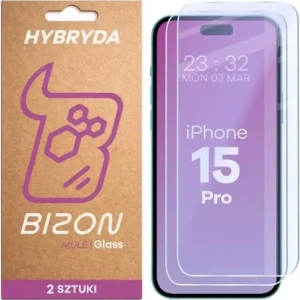 Elastyczne szkło hybrydowe Bizon Glass Mule Duo do Apple iPhone 15 Pro [2 PACK]