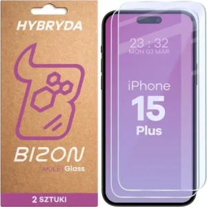 Elastyczne szkło hybrydowe Bizon Glass Mule Duo do Apple iPhone 15 Plus [2 PACK]