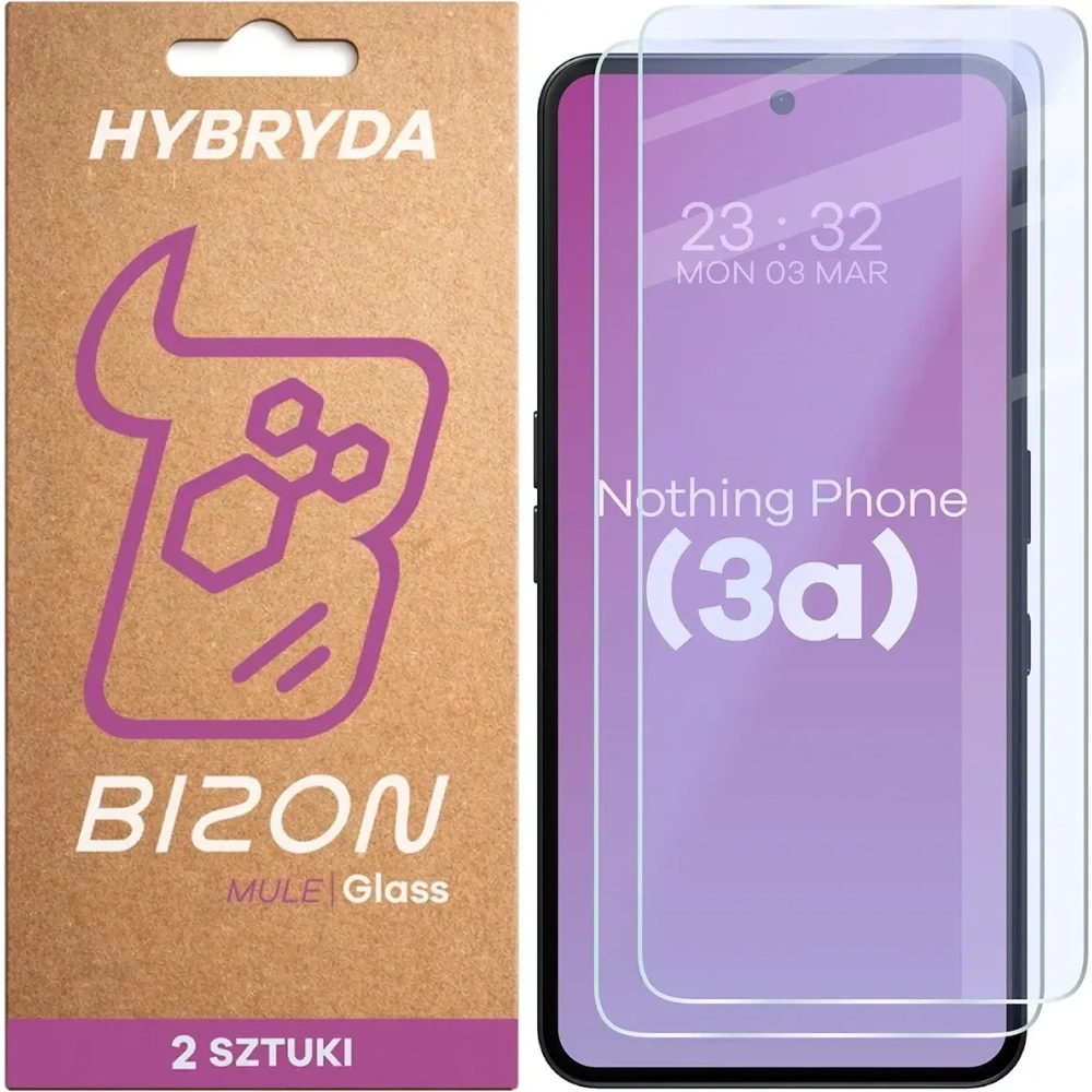 Elastyczne szkło hybrydowe Bizon Glass Mule Duo do Nothing Phone (3a) [2 PACK]