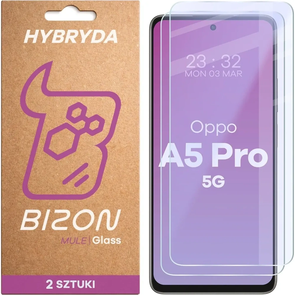 Elastyczne szkło hybrydowe Bizon Glass Mule Duo do Oppo A5 Pro 5G [2 PACK]