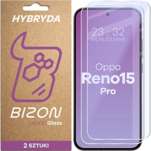 Elastyczne szkło hybrydowe Bizon Glass Mule Duo do Oppo Reno 15 Pro [2 PACK]