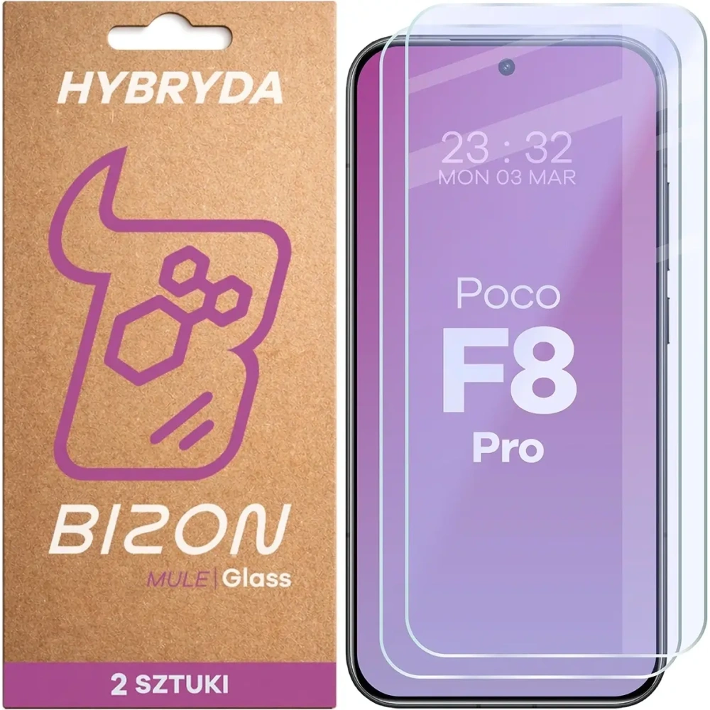 Elastyczne szkło hybrydowe Bizon Glass Mule Duo do Xiaomi POCO F7 Pro [2 PACK]
