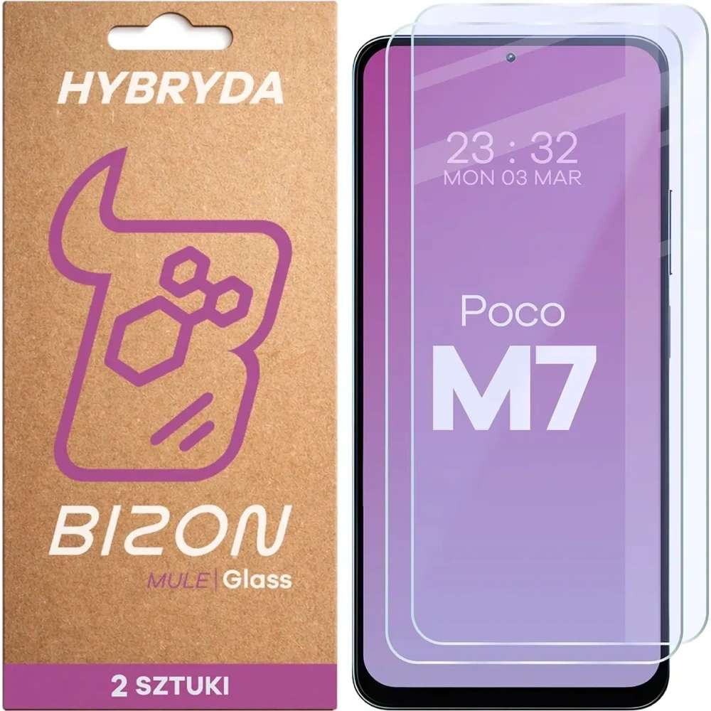 Elastyczne szkło hybrydowe Bizon Glass Mule Duo do Xiaomi POCO M7 5G [2 PACK]