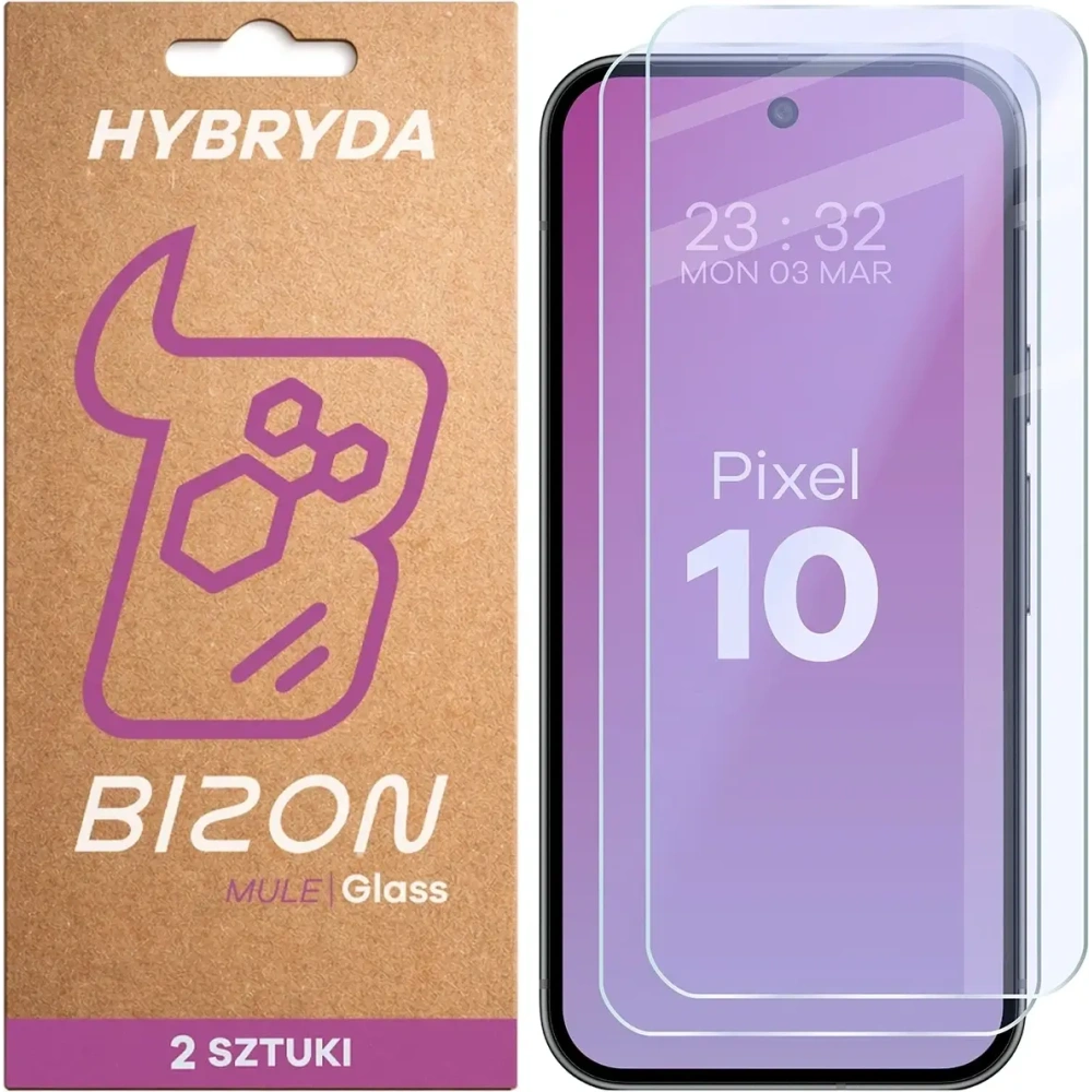 Elastyczne szkło hybrydowe Bizon Glass Mule Duo do Google Pixel 10 [2 PACK]