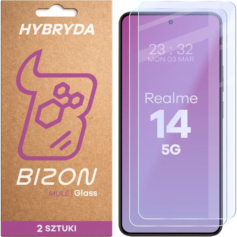 Elastyczne szkło hybrydowe Bizon Glass Mule Duo do Realme 14 5G [2 PACK]