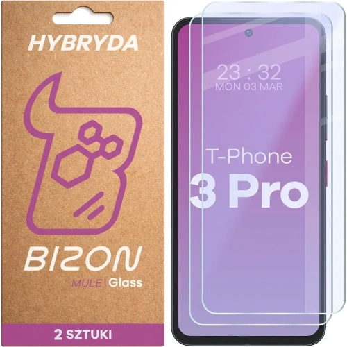 Elastyczne szkło hybrydowe Bizon Glass Mule Duo do T Phone 3 Pro [2 PACK]