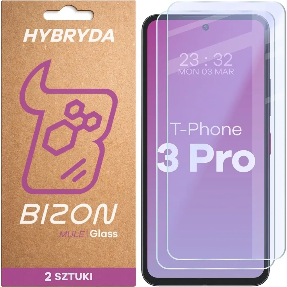 Elastyczne szkło hybrydowe Bizon Glass Mule Duo do T Phone 3 Pro [2 PACK]