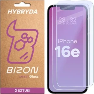 Elastyczne szkło hybrydowe Bizon Glass Mule Duo do Apple iPhone 16e [2 PACK]