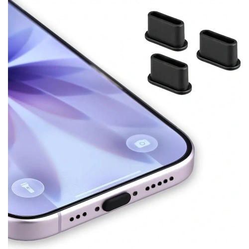 Zatyczka do portu ładowania Bizon Accessories Dust Plug dla urządzeń z portem typu C, czarna [3 PACK]