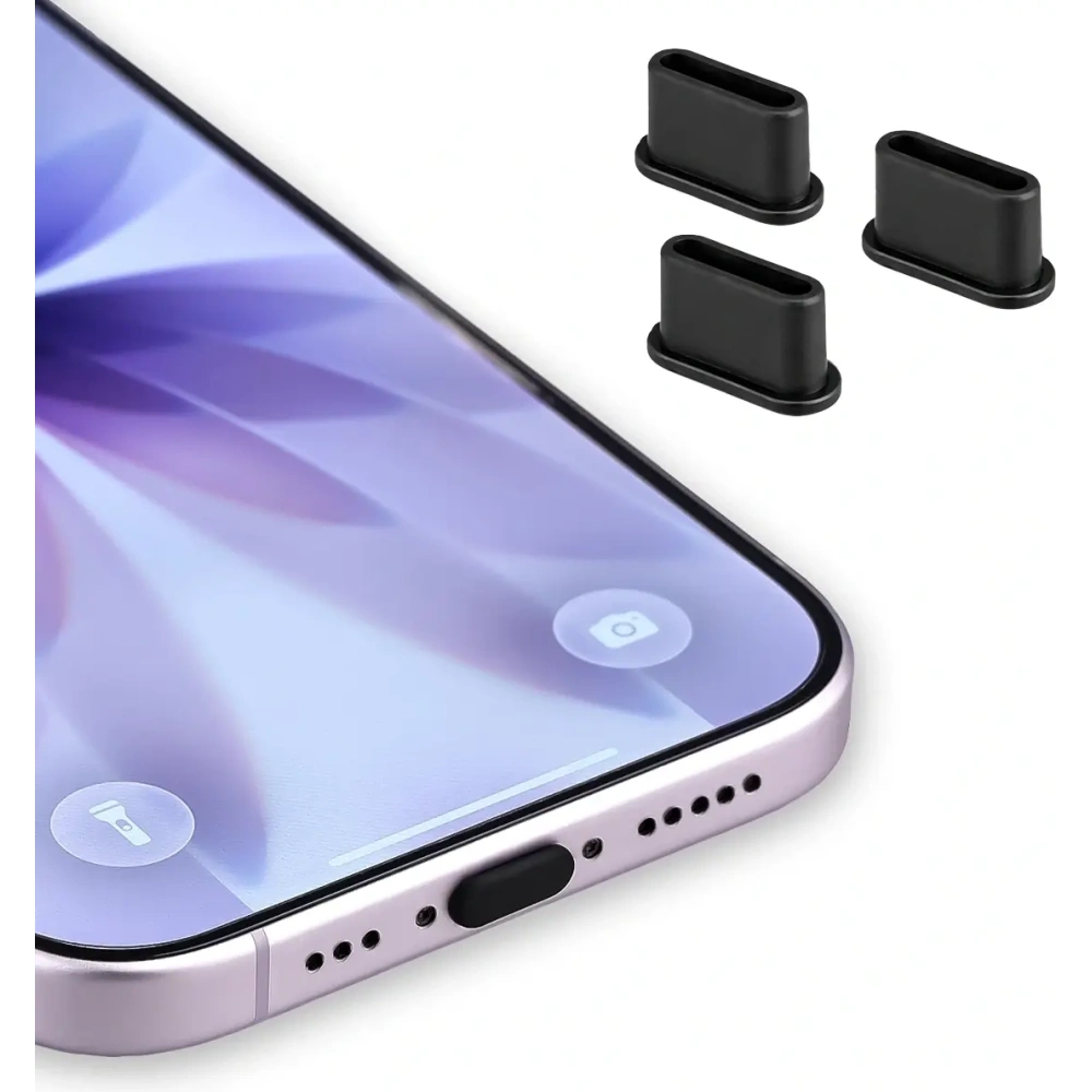 Zatyczka do portu ładowania Bizon Accessories Dust Plug dla urządzeń z portem typu C, czarna [3 PACK]