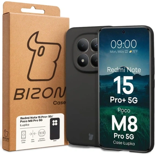 Etui Bizon Case Łupka do Xiaomi Redmi Note 15 Pro+ Plus 5G / POCO M8 Pro 5G czarne